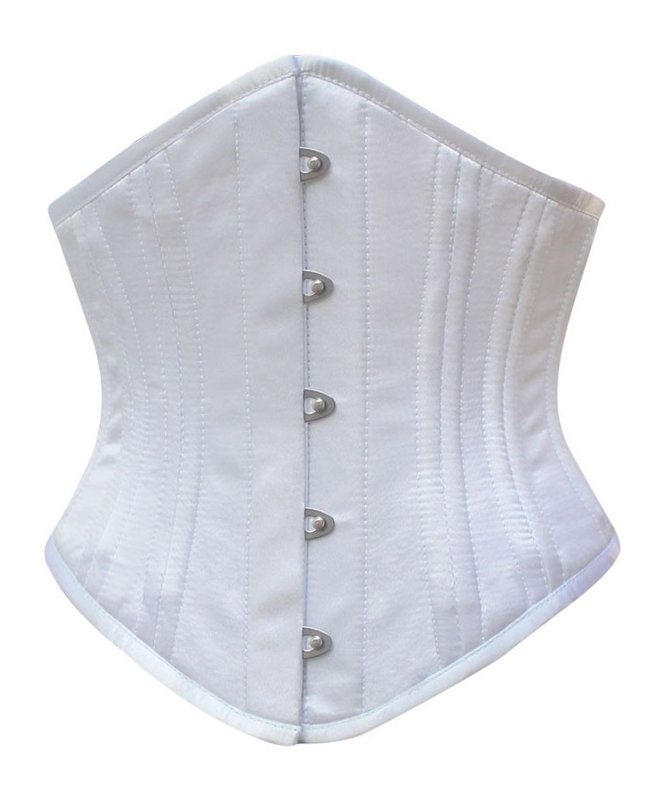 Steel boned white satin underbust corset elegant gothic > NEW WITCH -  VGLM0203