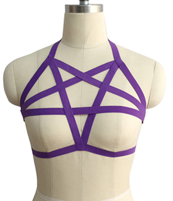 Hand Made Goth Pentagram Harness Including Bra
