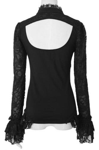 Black top long sleeves with lace and choker Punk Rave T-368 2