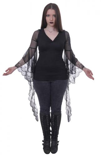 Black top long transparent lace sleeves gothic sexy victorian 1