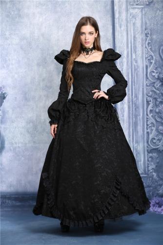 Haut noir brod paulettes dentelle royal vampire baroque gothique 1