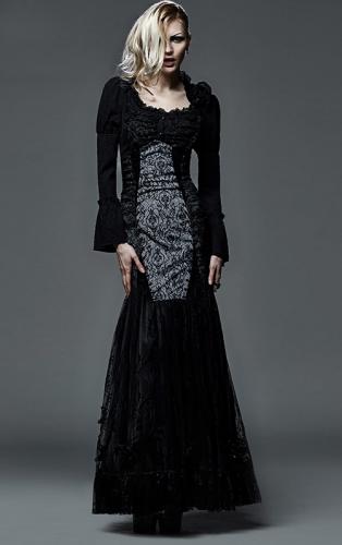 Skirt lace high-waisted with baroque motives and lacing-up in the back Gothic aristoc 2