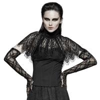 NEW WITCH T-448BK Black top with lace bolero collar, elegant gothic fashion, Punk Rave