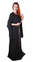 NEW WITCH Robe trs longue noire avec manche vases et ruban dor, sorcire mdivale prtresse