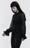 NEW WITCH Y-823BK WY-823CCF-BK Black Seamless Striped Shirt With Back Lace-up, Elegant Gothic, Punk Rave