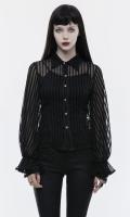 NEW WITCH Y-823BK WY-823CCF-BK Black Seamless Striped Shirt With Back Lace-up, Elegant Gothic, Punk Rave