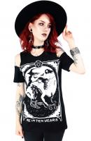 NEW WITCH ME IN TEN YEARS Me in Ten Years black long T-shirt, witch and goat, bare shoulders, nugoth restyle
