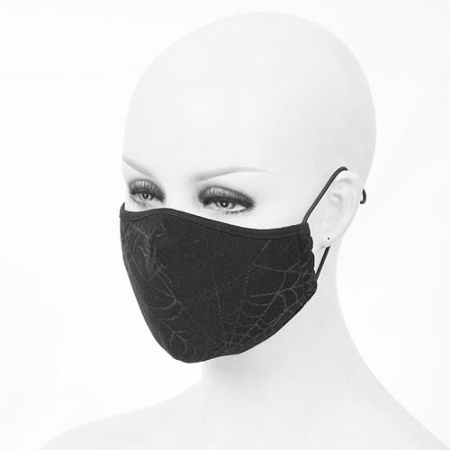 Black fabric reusable mask with spider web 1