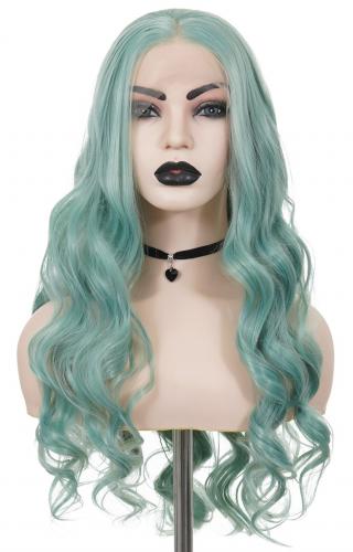 NEW WITCH Perruque Front Lace longue turquoise ondule boucle 65cm, cosplay fashion