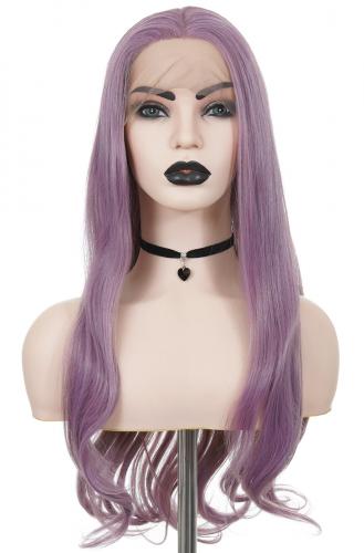 NEW WITCH Long wavy purple hair Front Lace wig 60cm, fashion cosplay