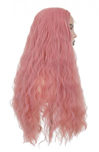 Perruque Front Lace longue rose boucle 70cm, cosplay fashion 1