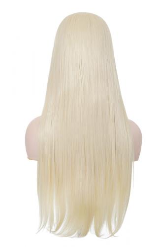 Perruque Front Lace longue blond platine lisse 60cm, cosplay fashion 2