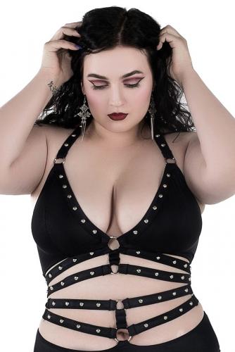 Black studded bra with straps and o-rings, KILLSTAR, sexy glam rock 1