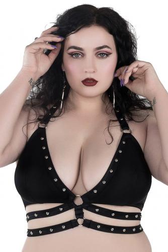 Black studded bra with straps and o-rings, KILLSTAR, sexy glam rock 2
