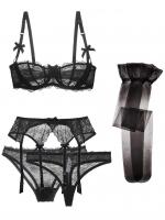5pcs black lingerie set with transp...
