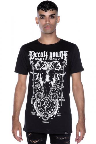T-shirt noir unisexe, motifs blancs occultes, Occult Youth Killstar, gothique street 1