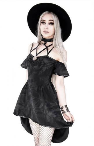 Neck harness black dress with chocker and pentagram, nugoth witch, restyle 2
