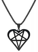 Black inverted pentacle heart neckl...