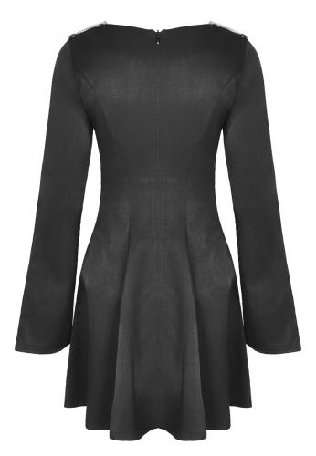 Short black dress with vintage white collar and cross, retro witch, Darkinlove 1