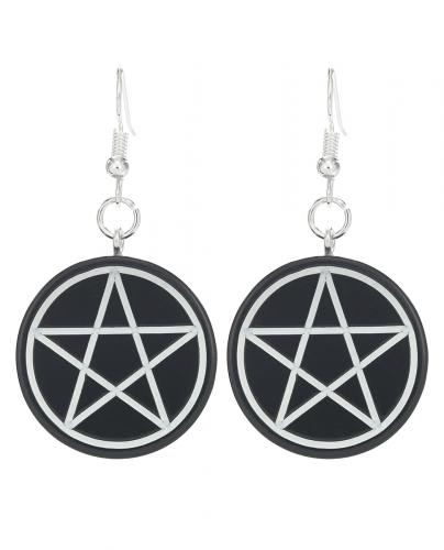 Protective black and white pentacle earrings, gothic witch