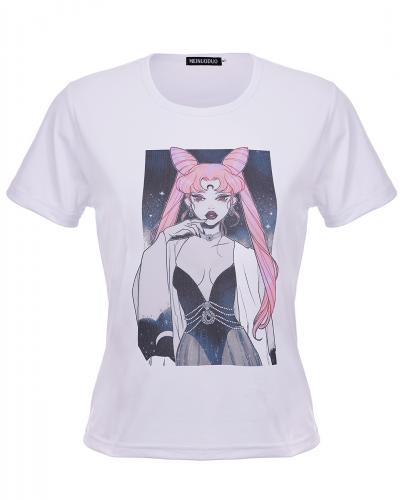 Chibiusa elegant witch version, white short-sleeved t-shirt, manga anime