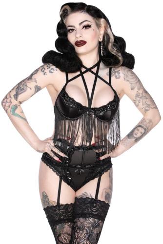 Porte-jarretelles ceinture noire avec dentelle, KILLSTAR lingerie sexy gothique 2