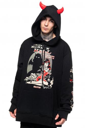 Black She Devil hoodie with red horns and wings, Killstar gothic street 2