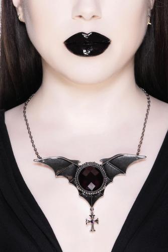 Evil Intentions necklace, Silver and purple bat, Killstar goth 1