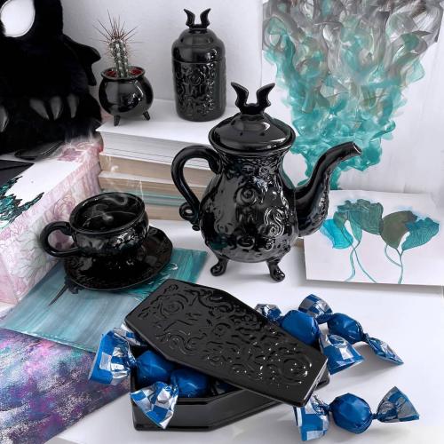Daemon Teacup & Saucer, snake andle KILLSTAR, goth witch 2