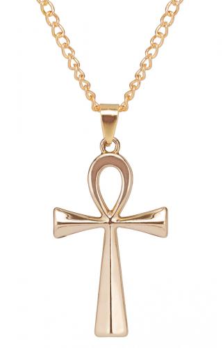 Golden color Egyptian ankh necklace, vampire immortality occult