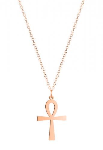 Rose gold color small Egyptian ankh necklace, vampire immortality occult