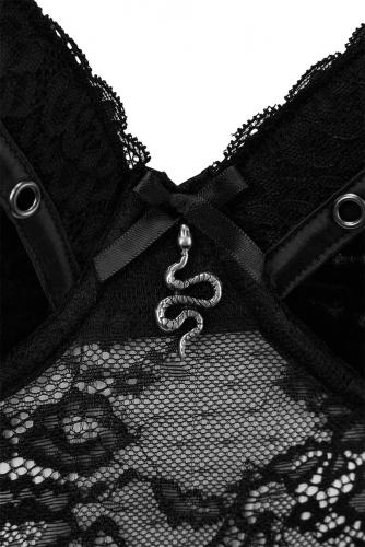 Mercy Black velvet bralet with lace and choker KILLSTAR, burlesque sexy 2