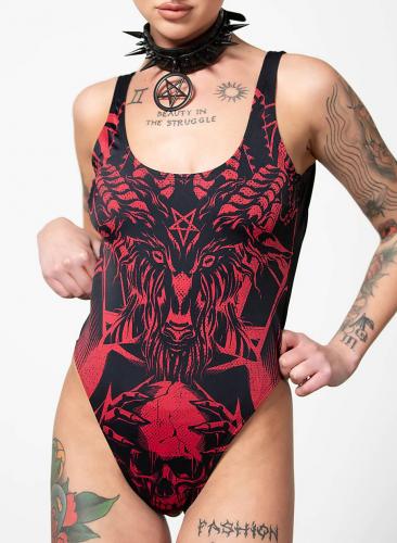 Black and red baphomet Beach Beast swimsuit, KILLSTAR occult goth 2