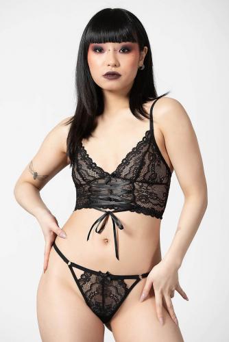 Lovella Black Lace Bralet with lace-up KILLSTAR, goth sexy witch 2
