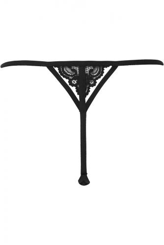 String Lovella en dentelle noire et petit noeud KILLSTAR lingerie sexy goth 1