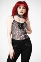 NEW WITCH Violenta Lace-Up Bodysuit Violenta Lace-Up Black and white Bodysuit KILLSTAR sexy occult metalhead