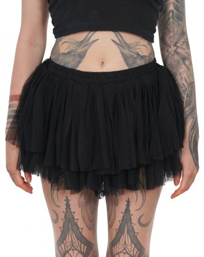 Short black tulle mesh skirt, kawaii goth overskirt