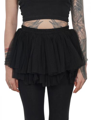 Short black tulle mesh skirt, kawaii goth overskirt 1
