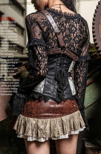 Black lace Shirt top steampunk RQBL 2